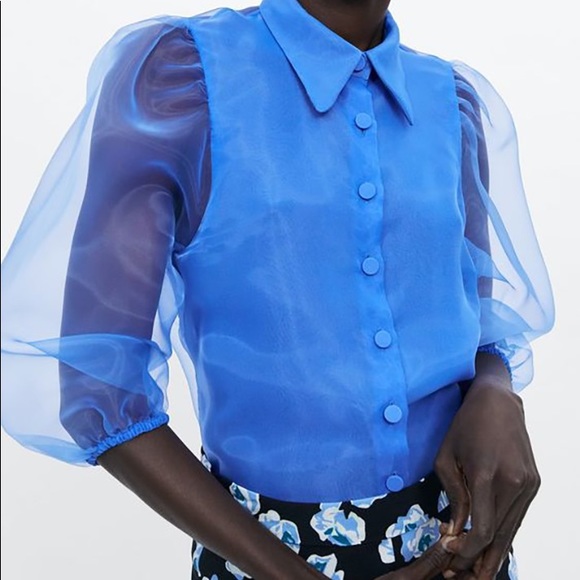 Zara Tops Zara Organza Blouse With Full Sleeves Poshmark
